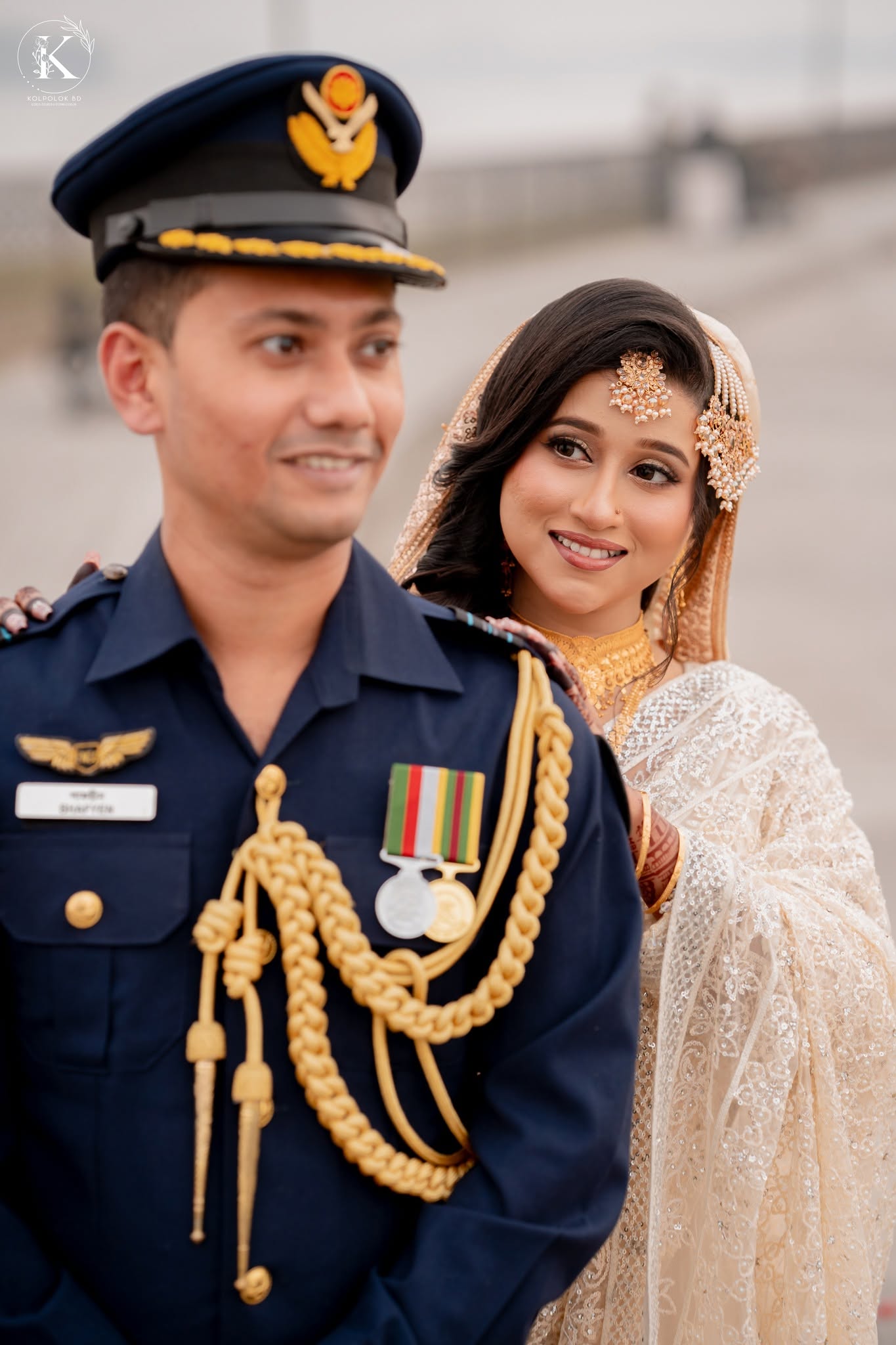 Air Force officer with his bride
